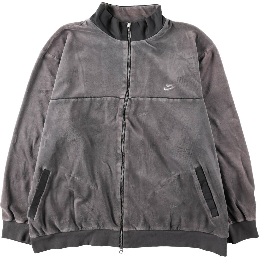 2000'S Nike Velour Track Jacket, Men's XXL equivalent. cotton gray type Vintage Second Hand