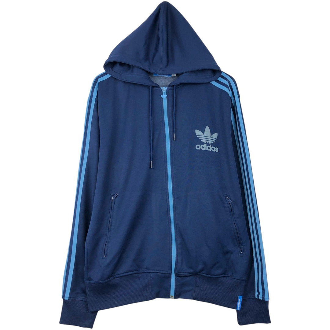 Adidas Originals Jersey Hoodie Track Jacket, Men's XL polyester navy blue type Vintage Second Hand