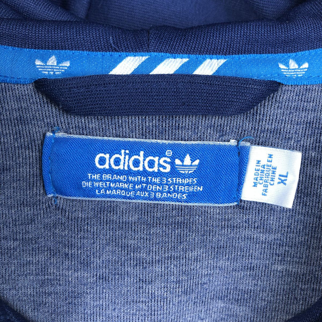 Adidas Originals Jersey Hoodie Track Jacket, Men's XL polyester navy blue type Vintage Second Hand