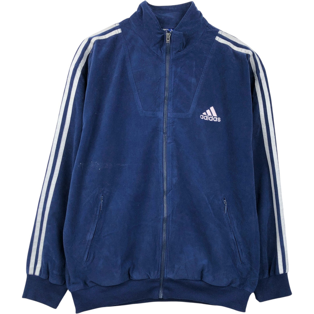 Vintage 90'S Adidas Velour Jersey Track Jacket, Men's Size L polyester navy blue type Vintage Second Hand