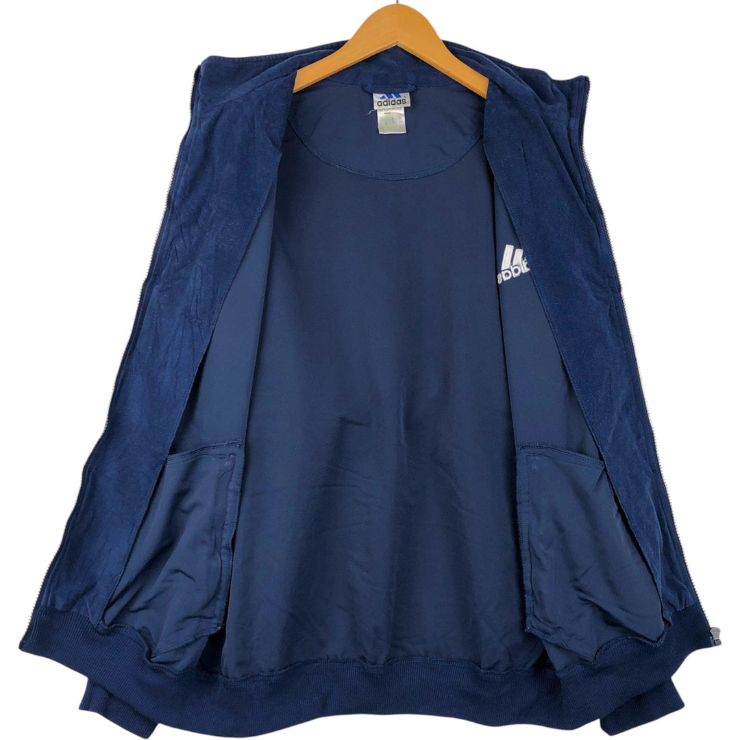 Vintage 90'S Adidas Velour Jersey Track Jacket, Men's Size L polyester navy blue type Vintage Second Hand