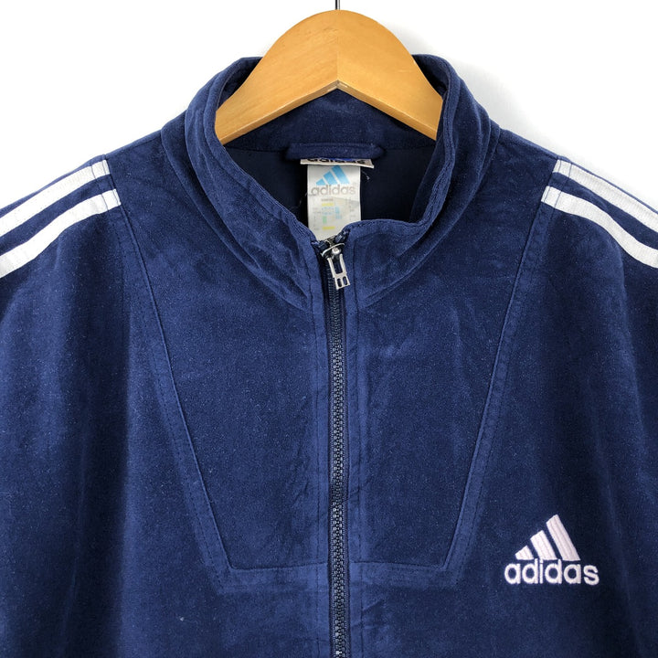 Vintage 90'S Adidas Velour Jersey Track Jacket, Men's Size L polyester navy blue type Vintage Second Hand