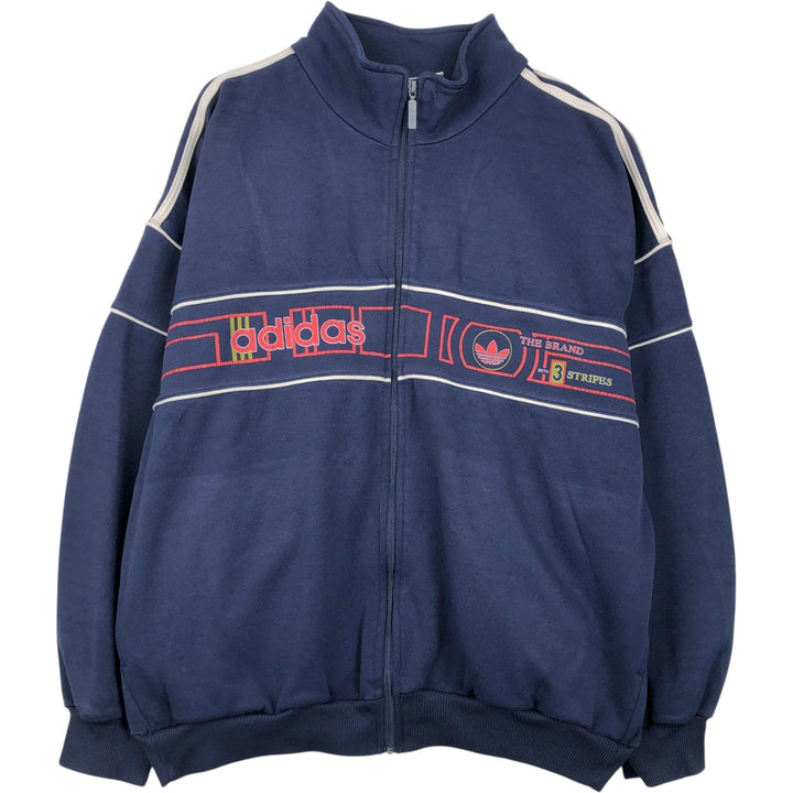 Vintage 80s-90'S adidas track jacket, men's size L polyester navy blue type Vintage Second Hand