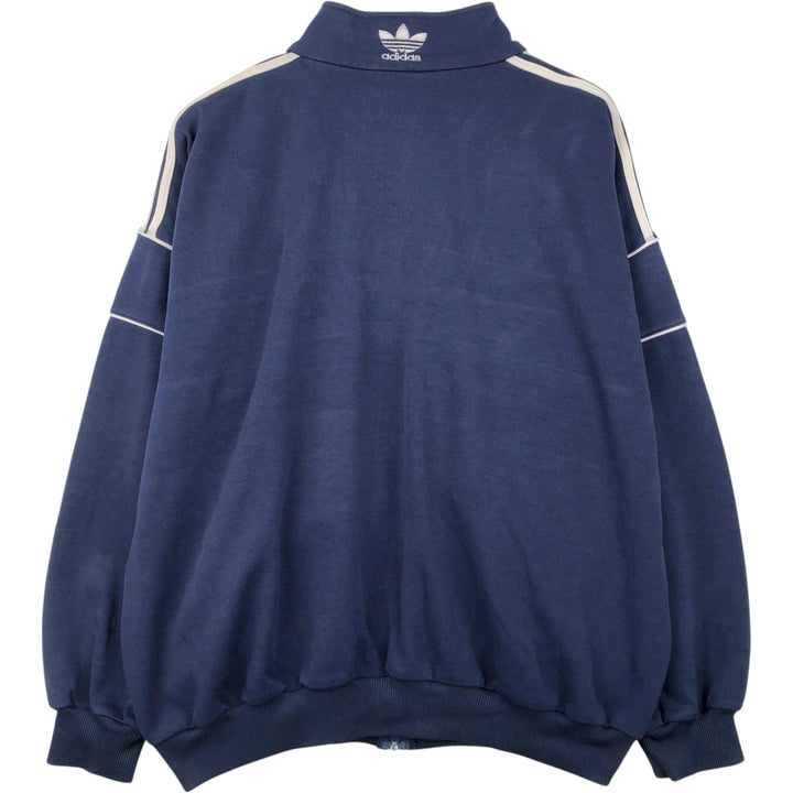 Vintage 80s-90'S adidas track jacket, men's size L polyester navy blue type Vintage Second Hand
