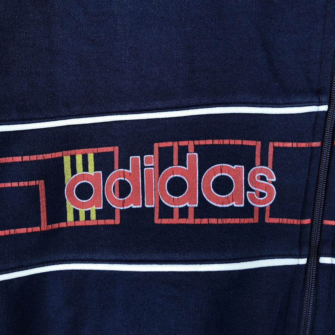 Vintage 80s-90'S adidas track jacket, men's size L polyester navy blue type Vintage Second Hand