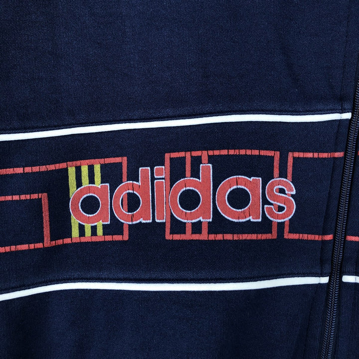 Vintage 80s-90'S adidas track jacket, men's size L polyester navy blue type Vintage Second Hand