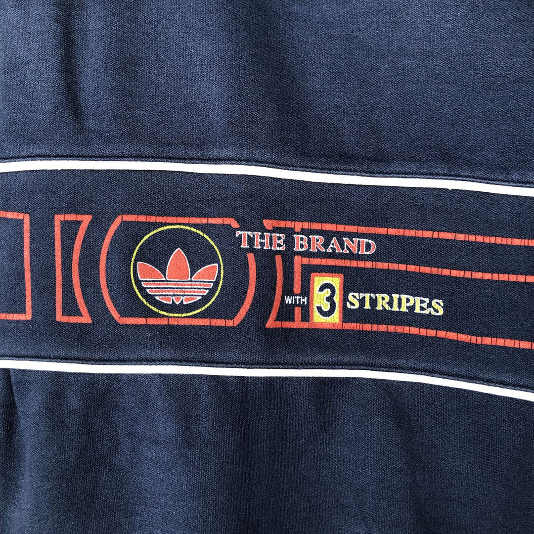Vintage 80s-90'S adidas track jacket, men's size L polyester navy blue type Vintage Second Hand