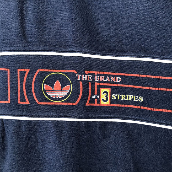 Vintage 80s-90'S adidas track jacket, men's size L polyester navy blue type Vintage Second Hand