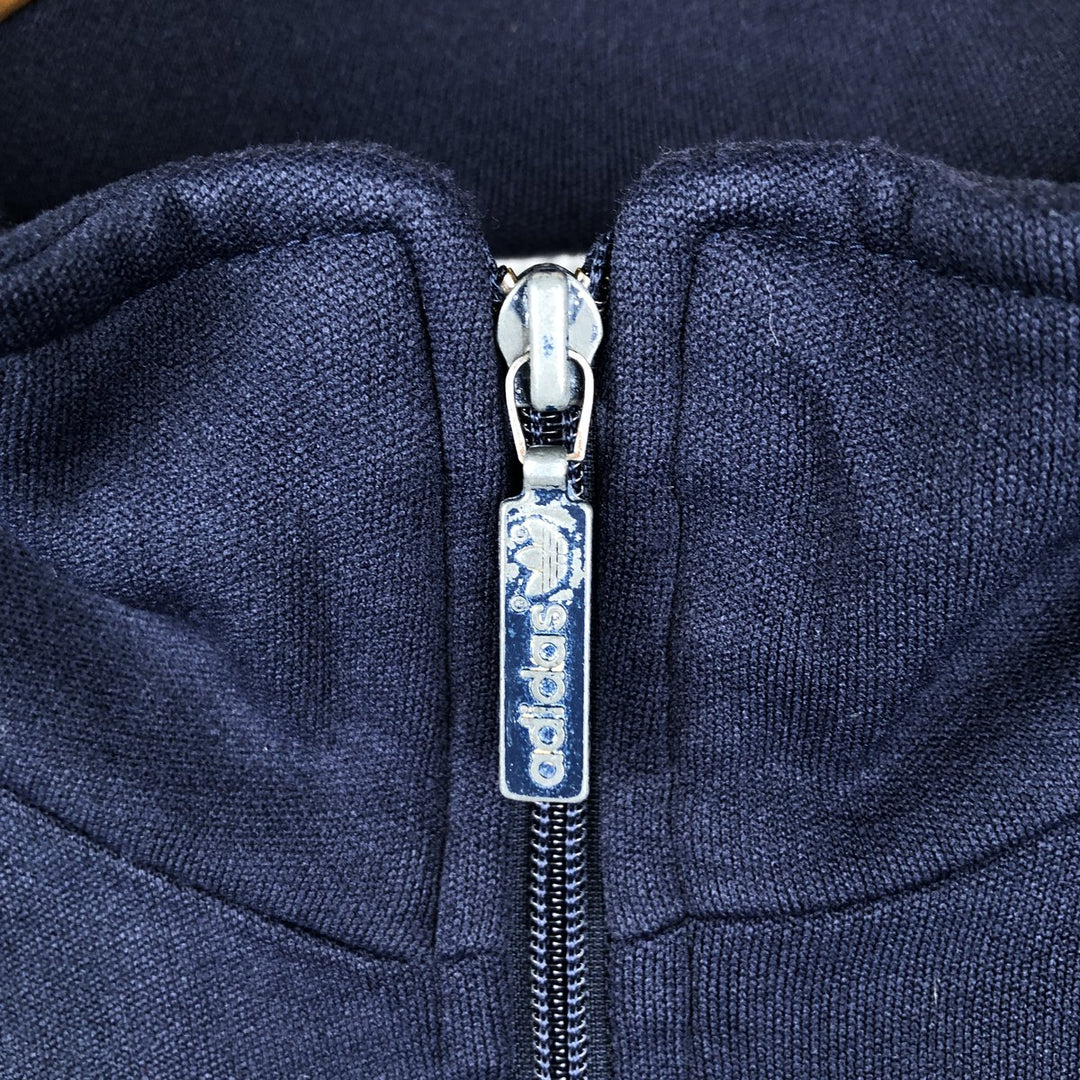Vintage 80s-90'S adidas track jacket, men's size L polyester navy blue type Vintage Second Hand