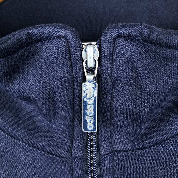 Vintage 80s-90'S adidas track jacket, men's size L polyester navy blue type Vintage Second Hand