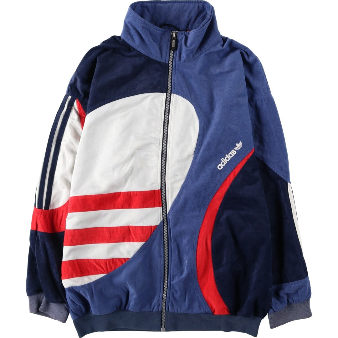 Vintage 80s-90'S Adidas Velour Jersey Track Jacket, Men's Size L unclear navy blue type Vintage Second Hand