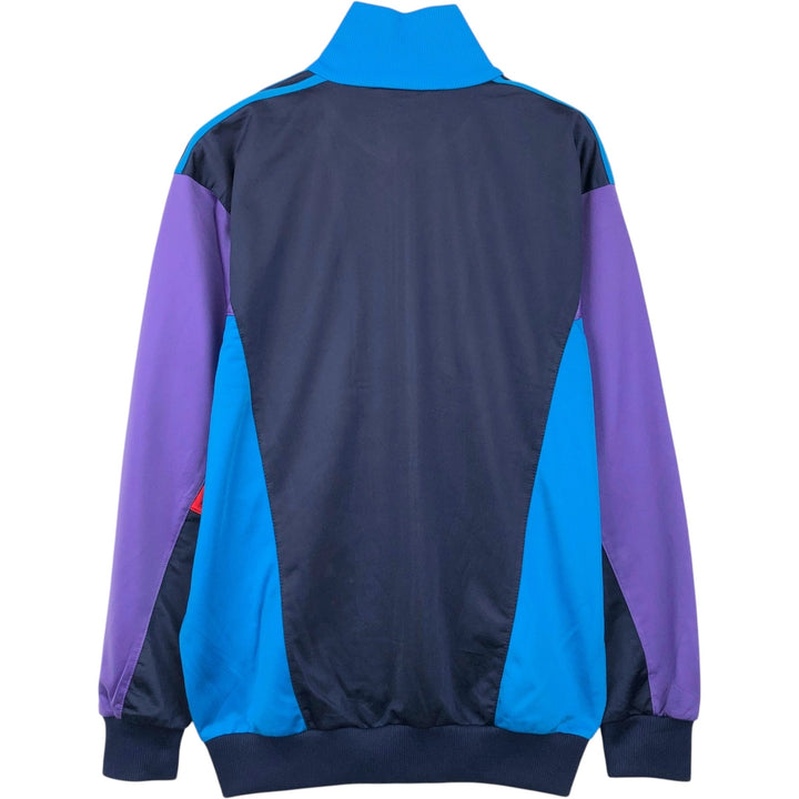 Vintage 80s-90'S adidas Trefoil logo jersey track jacket, men's size XL polyester navy blue type Vintage Second Hand