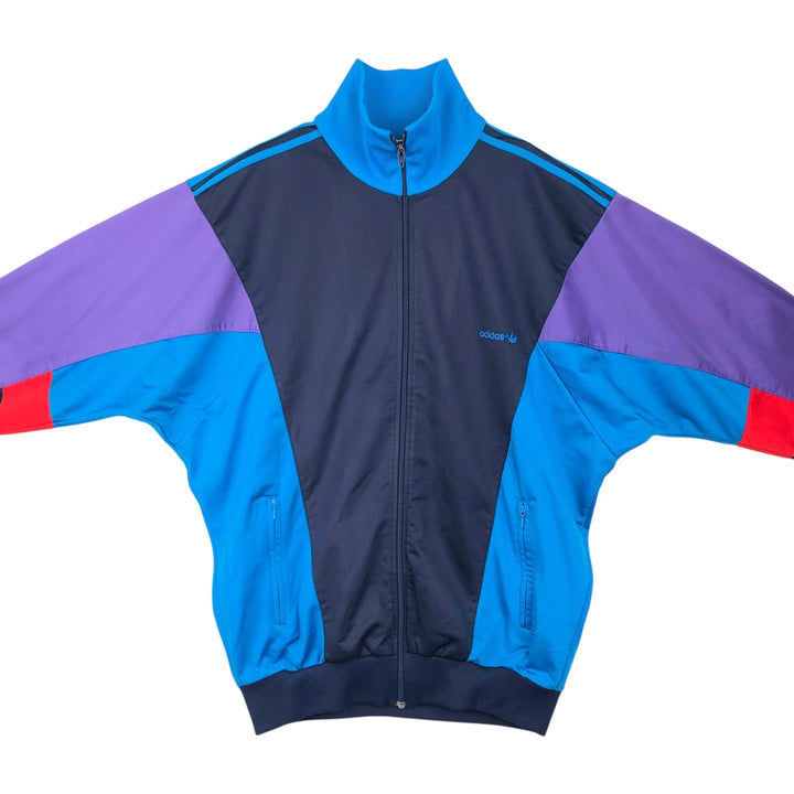 Vintage 80s-90'S adidas Trefoil logo jersey track jacket, men's size XL polyester navy blue type Vintage Second Hand