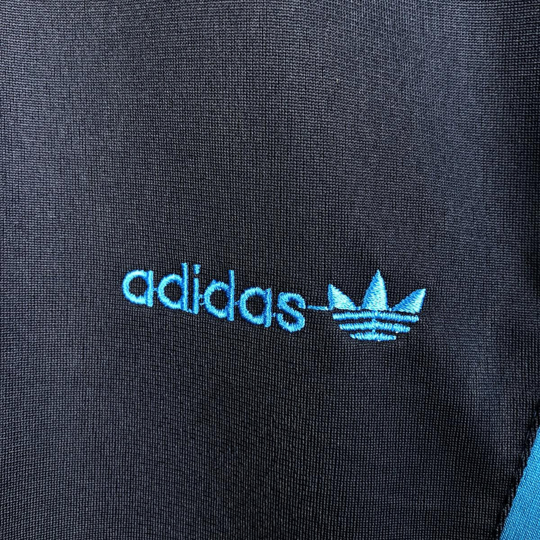 Vintage 80s-90'S adidas Trefoil logo jersey track jacket, men's size XL polyester navy blue type Vintage Second Hand