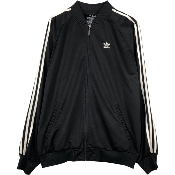 Vintage 80s-90'S Adidas Trefoil Logo Track Jacket, Men's Size L polyester black type Vintage Second Hand