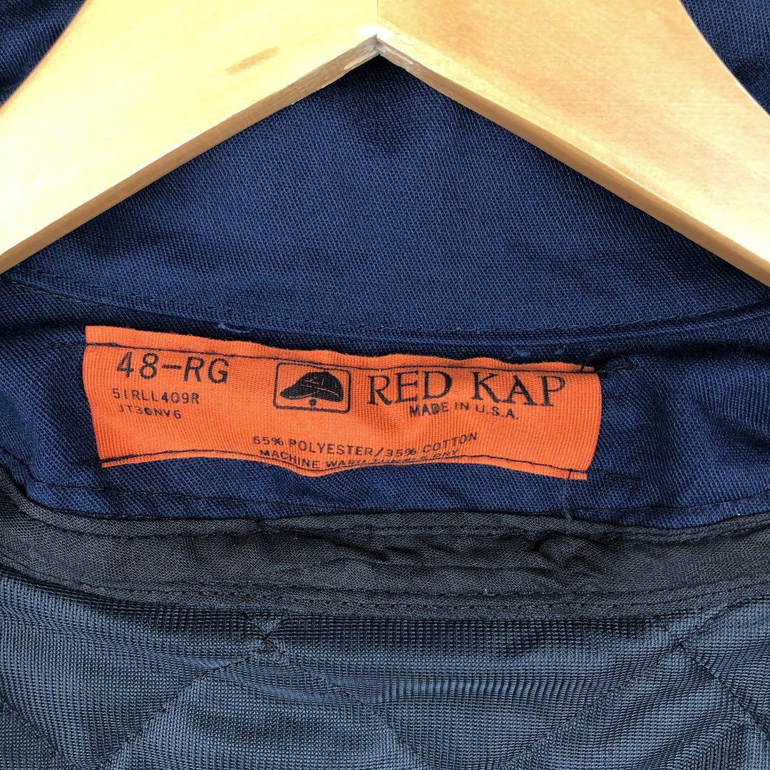80s-90'S Red Kap padded work jacket, made in USA, men's size XL, vintage. polyester navy blue type Vintage Second Hand