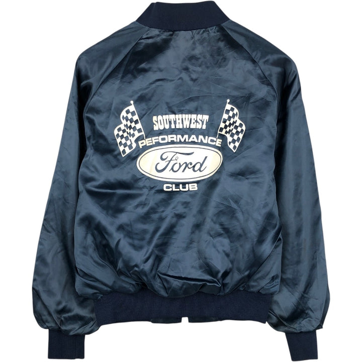 70s-80'S King Louie Checkerboard Nylon Stadium Jacket Award Jacket Varsity Jacket Men's Size M Nylon navy blue type Vintage Second Hand