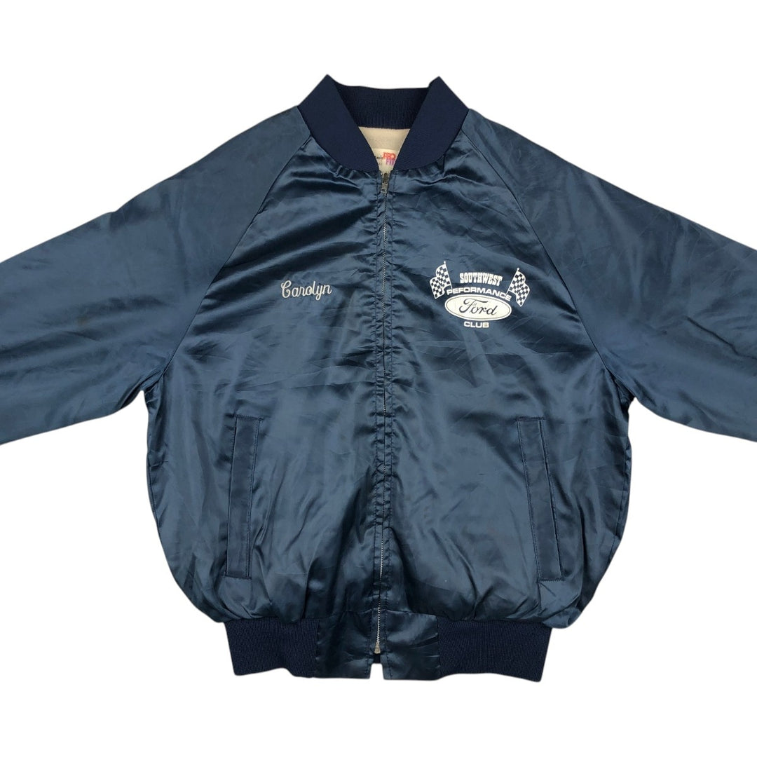 70s-80'S King Louie Checkerboard Nylon Stadium Jacket Award Jacket Varsity Jacket Men's Size M Nylon navy blue type Vintage Second Hand