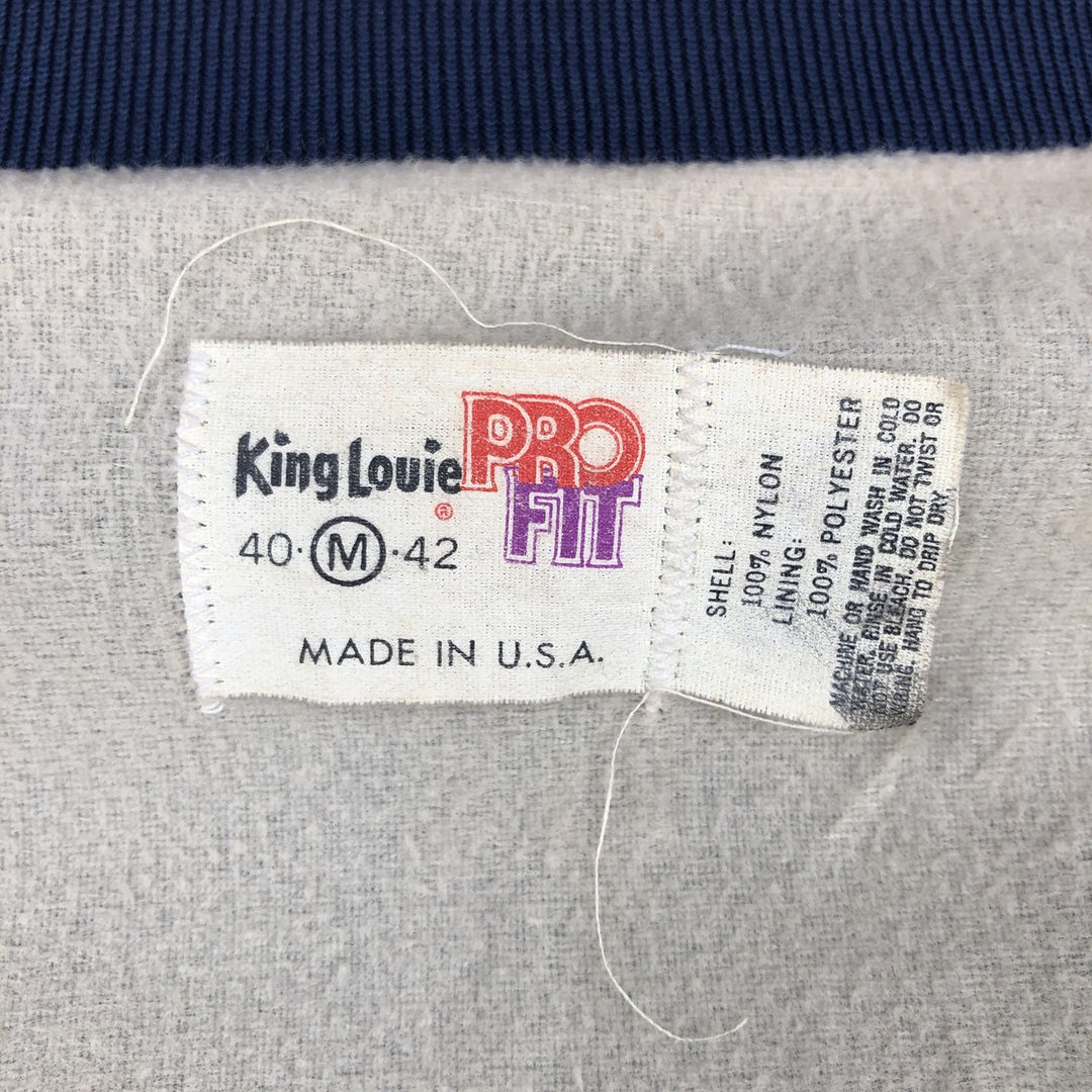 70s-80'S King Louie Checkerboard Nylon Stadium Jacket Award Jacket Varsity Jacket Men's Size M Nylon navy blue type Vintage Second Hand