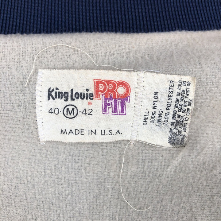 70s-80'S King Louie Checkerboard Nylon Stadium Jacket Award Jacket Varsity Jacket Men's Size M Nylon navy blue type Vintage Second Hand