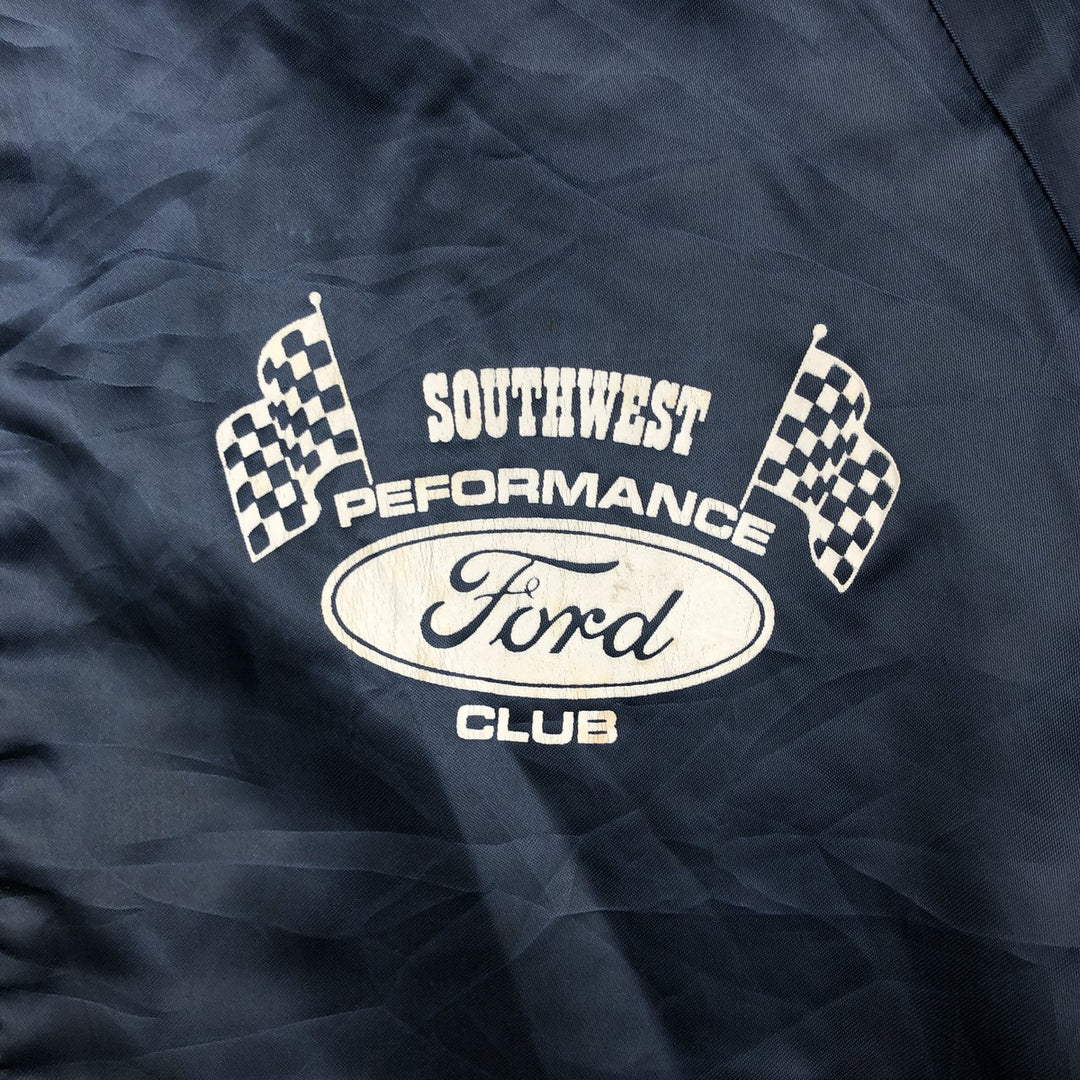 70s-80'S King Louie Checkerboard Nylon Stadium Jacket Award Jacket Varsity Jacket Men's Size M Nylon navy blue type Vintage Second Hand