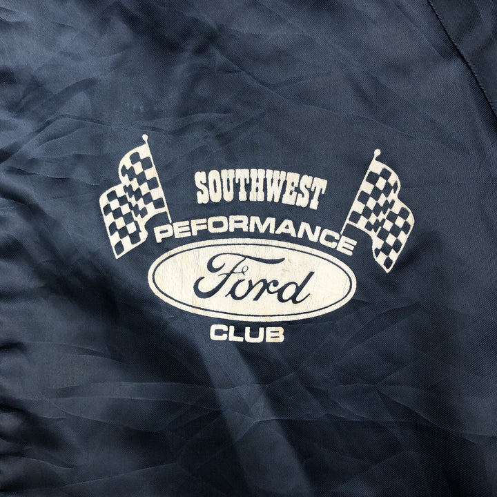 70s-80'S King Louie Checkerboard Nylon Stadium Jacket Award Jacket Varsity Jacket Men's Size M Nylon navy blue type Vintage Second Hand