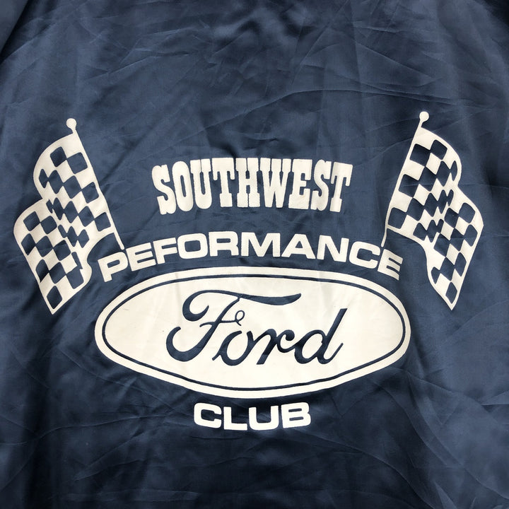 70s-80'S King Louie Checkerboard Nylon Stadium Jacket Award Jacket Varsity Jacket Men's Size M Nylon navy blue type Vintage Second Hand