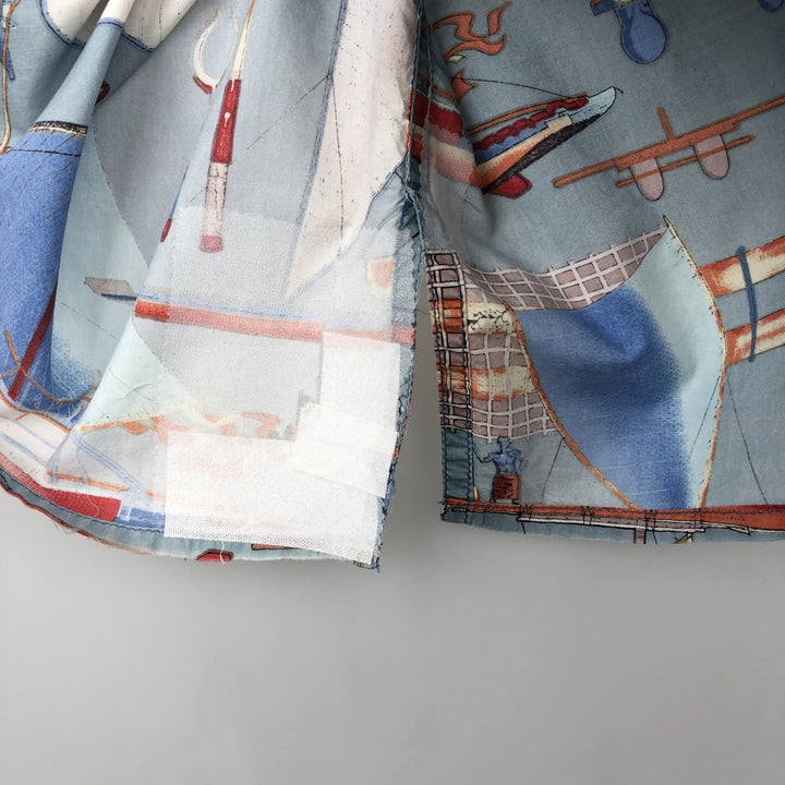 90'S Reyn Spooner DIETRICH VAREZ COLLECTION All-over Yacht Pattern Hawaiian Aloha Shirt Box Shirt Men's XL equivalent cotton Blue type light blue Vintage Second Hand