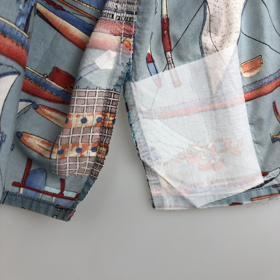 90'S Reyn Spooner DIETRICH VAREZ COLLECTION All-over Yacht Pattern Hawaiian Aloha Shirt Box Shirt Men's XL equivalent cotton Blue type light blue Vintage Second Hand