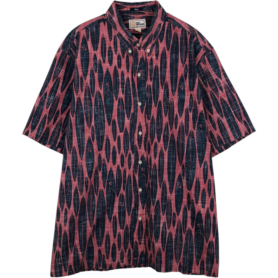 Reyn Spooner Replica Gold Tag All-Over Surfboard Pattern Button-Down Hawaiian Aloha Shirt Box Shirt Men's XL Equivalent cotton burgundy type Vintage Second Hand