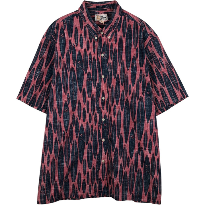 Reyn Spooner Replica Gold Tag All-Over Surfboard Pattern Button-Down Hawaiian Aloha Shirt Box Shirt Men's XL Equivalent cotton burgundy type Vintage Second Hand