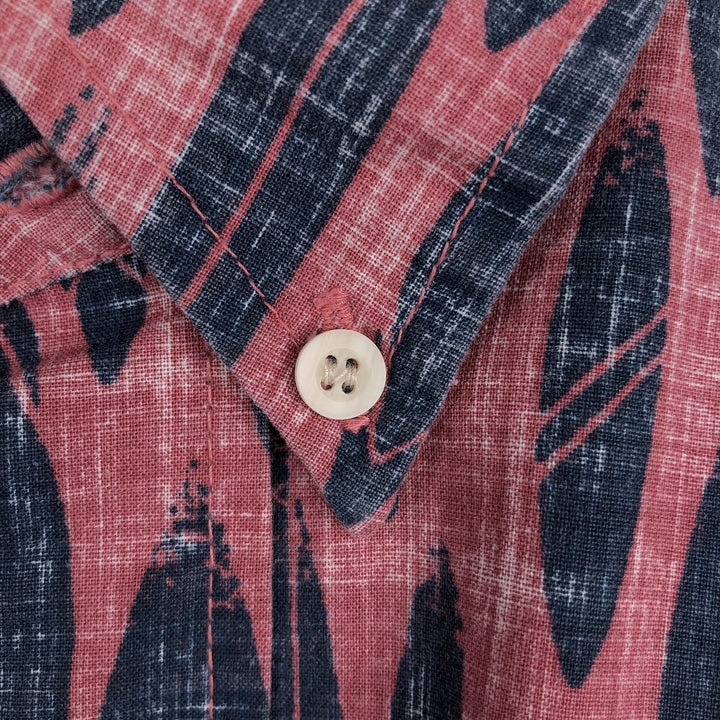 Reyn Spooner Replica Gold Tag All-Over Surfboard Pattern Button-Down Hawaiian Aloha Shirt Box Shirt Men's XL Equivalent cotton burgundy type Vintage Second Hand