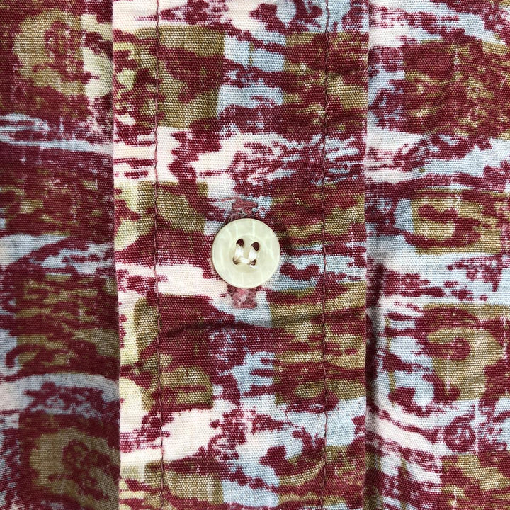 90'S Reyn Spooner Swimsuit Tag All-Over Print Pullover Button-Down Hawaiian Aloha Shirt Box Shirt Men's L Size unclear red type Vintage Second Hand