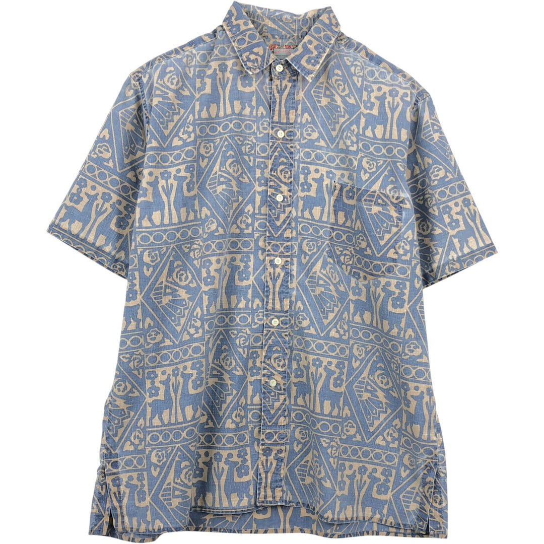 90'S Reyn Spooner Commemorative Classics all-over print Hawaiian Aloha shirt, boxy style, made in Hawaii, men's size L equivalent. cotton blue type Vintage Second Hand