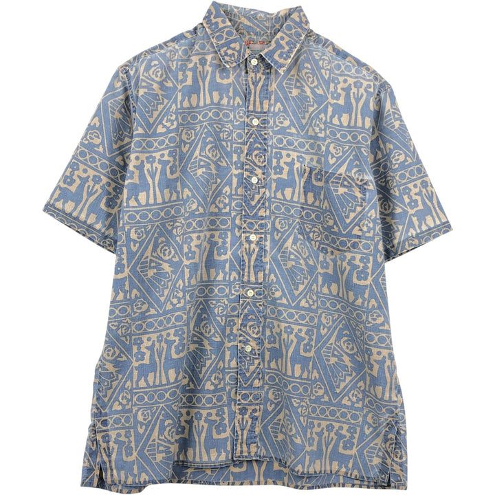 90'S Reyn Spooner Commemorative Classics all-over print Hawaiian Aloha shirt, boxy style, made in Hawaii, men's size L equivalent. cotton blue type Vintage Second Hand