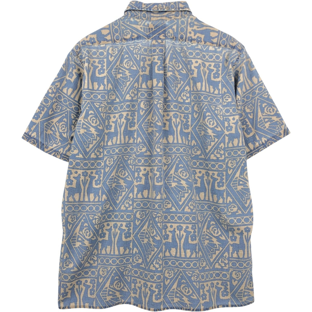 90'S Reyn Spooner Commemorative Classics all-over print Hawaiian Aloha shirt, boxy style, made in Hawaii, men's size L equivalent. cotton blue type Vintage Second Hand