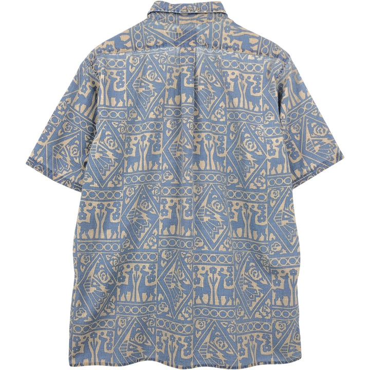 90'S Reyn Spooner Commemorative Classics all-over print Hawaiian Aloha shirt, boxy style, made in Hawaii, men's size L equivalent. cotton blue type Vintage Second Hand