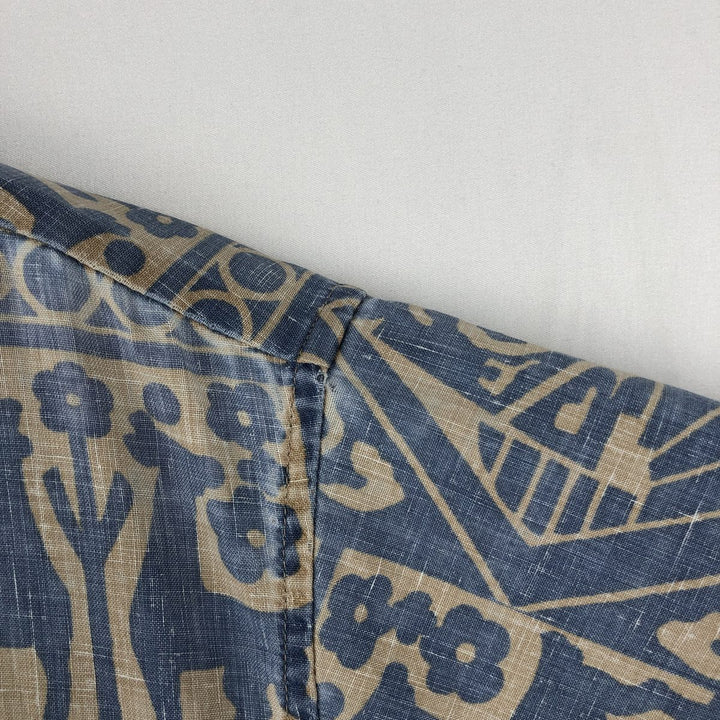 90'S Reyn Spooner Commemorative Classics all-over print Hawaiian Aloha shirt, boxy style, made in Hawaii, men's size L equivalent. cotton blue type Vintage Second Hand