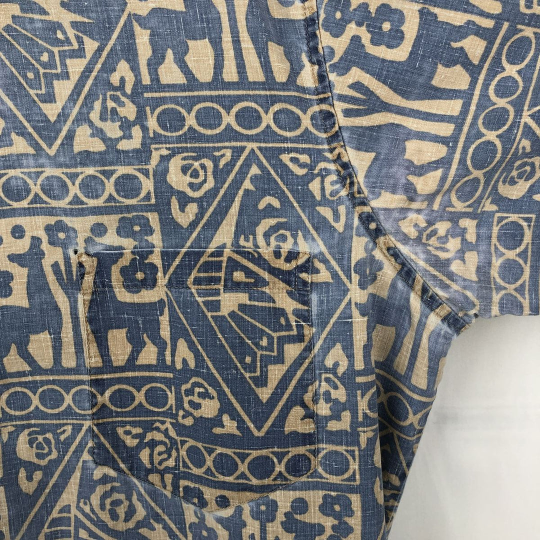 90'S Reyn Spooner Commemorative Classics all-over print Hawaiian Aloha shirt, boxy style, made in Hawaii, men's size L equivalent. cotton blue type Vintage Second Hand