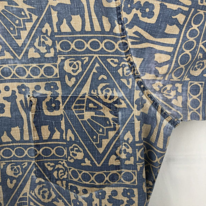 90'S Reyn Spooner Commemorative Classics all-over print Hawaiian Aloha shirt, boxy style, made in Hawaii, men's size L equivalent. cotton blue type Vintage Second Hand