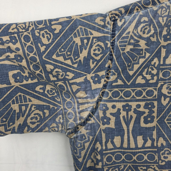 90'S Reyn Spooner Commemorative Classics all-over print Hawaiian Aloha shirt, boxy style, made in Hawaii, men's size L equivalent. cotton blue type Vintage Second Hand
