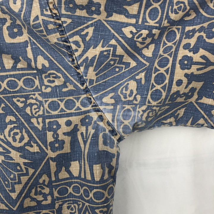 90'S Reyn Spooner Commemorative Classics all-over print Hawaiian Aloha shirt, boxy style, made in Hawaii, men's size L equivalent. cotton blue type Vintage Second Hand