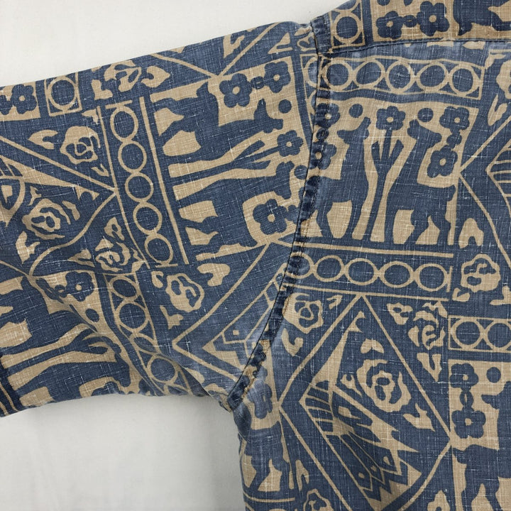 90'S Reyn Spooner Commemorative Classics all-over print Hawaiian Aloha shirt, boxy style, made in Hawaii, men's size L equivalent. cotton blue type Vintage Second Hand