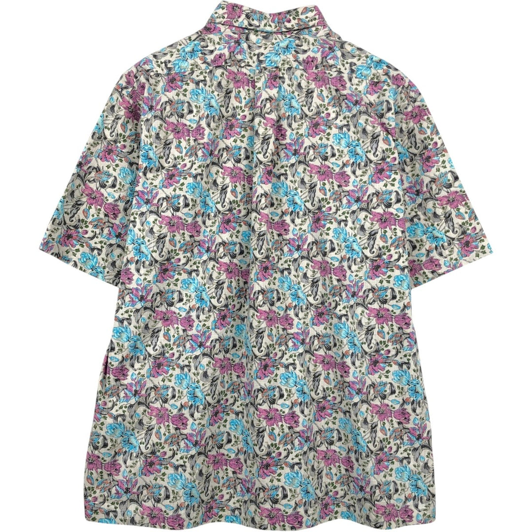 90'S Reyn Spooner swimwear tag, all-over floral print pullover, button-down Aloha shirt, boxy shirt, men's size XL equivalent. cotton gray type Vintage Second Hand