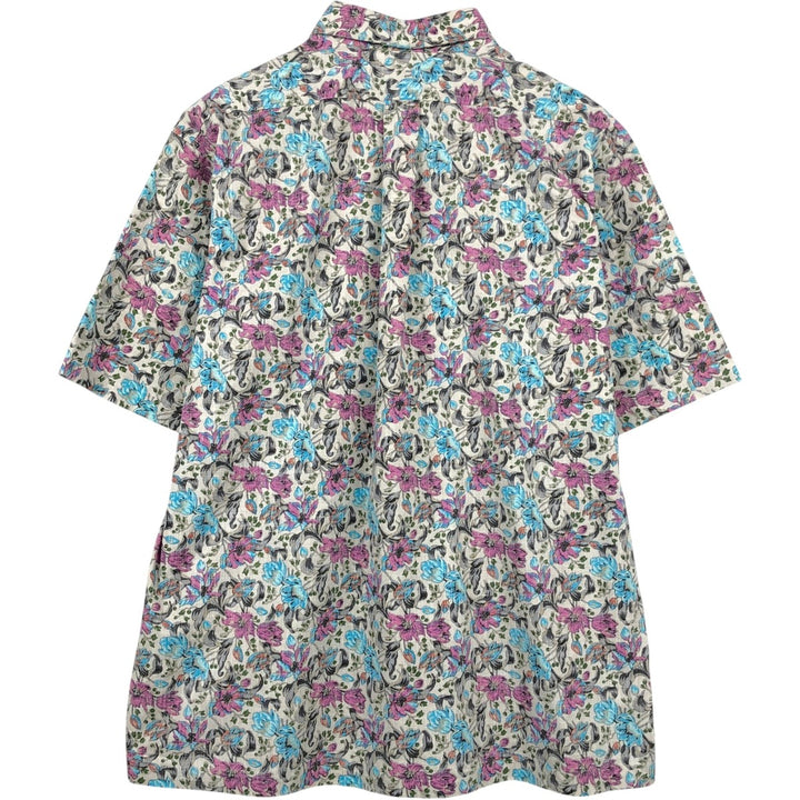 90'S Reyn Spooner swimwear tag, all-over floral print pullover, button-down Aloha shirt, boxy shirt, men's size XL equivalent. cotton gray type Vintage Second Hand