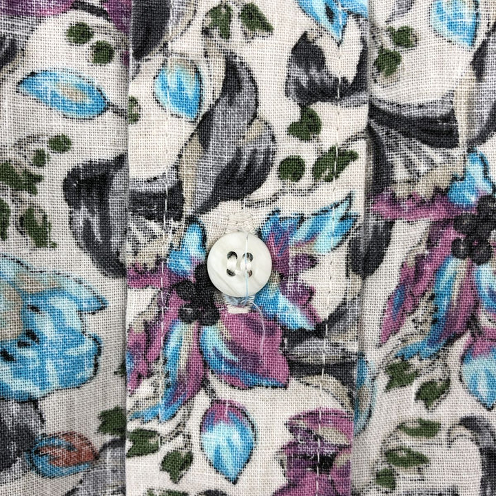 90'S Reyn Spooner swimwear tag, all-over floral print pullover, button-down Aloha shirt, boxy shirt, men's size XL equivalent. cotton gray type Vintage Second Hand