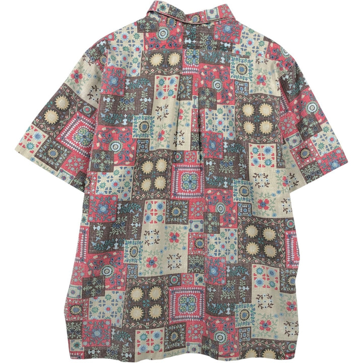 90'S Reyn Spooner Swimsuit Tag All-Over Print Pullover Button-Down Hawaiian Aloha Shirt Box Shirt Men's XL Size cotton red type Vintage Second Hand