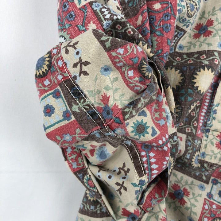 90'S Reyn Spooner Swimsuit Tag All-Over Print Pullover Button-Down Hawaiian Aloha Shirt Box Shirt Men's XL Size cotton red type Vintage Second Hand