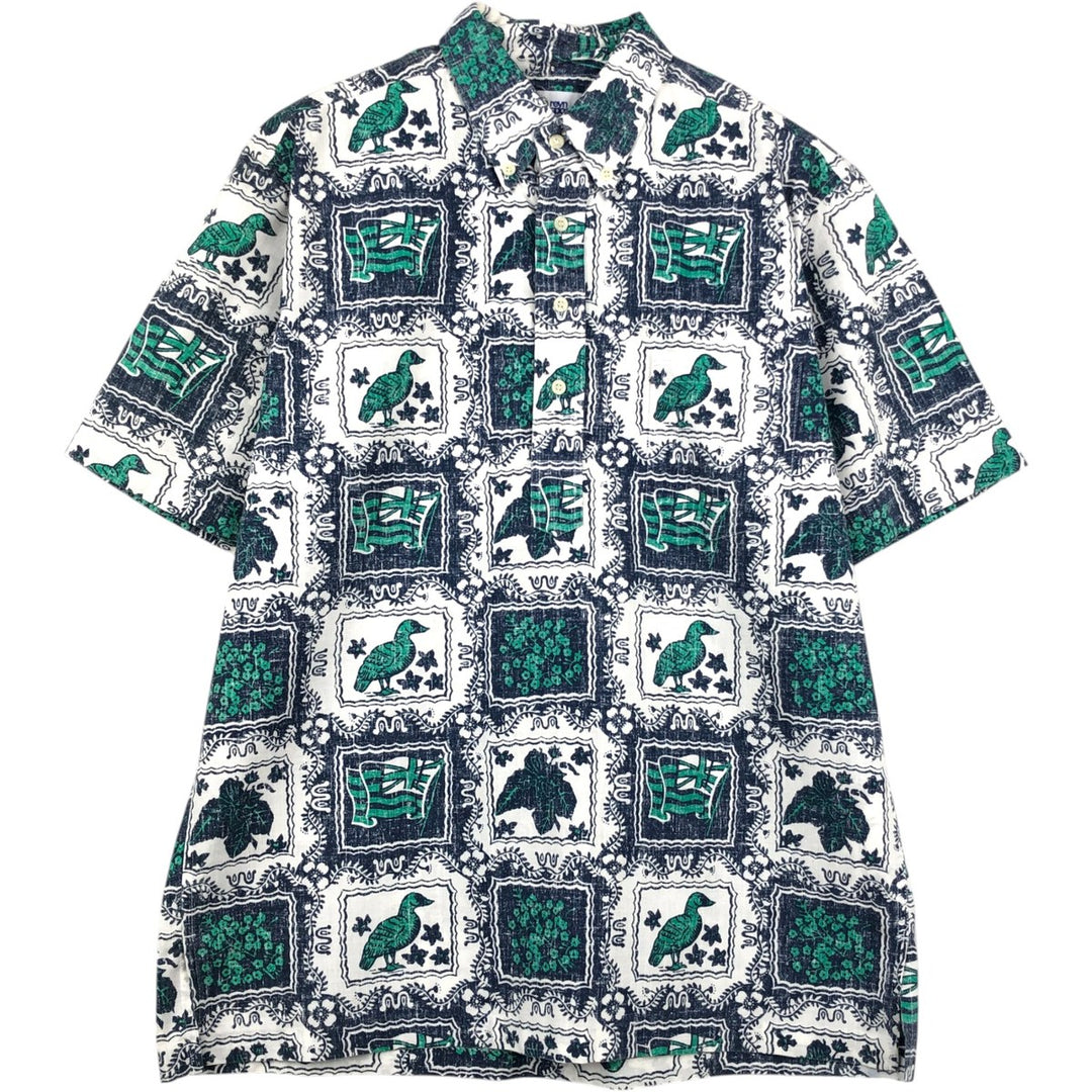 90'S Reyn Spooner swimwear tag, all-over print, Lahaina sailor pullover button-down Aloha shirt, men's size M equivalent. cotton white type Vintage Second Hand