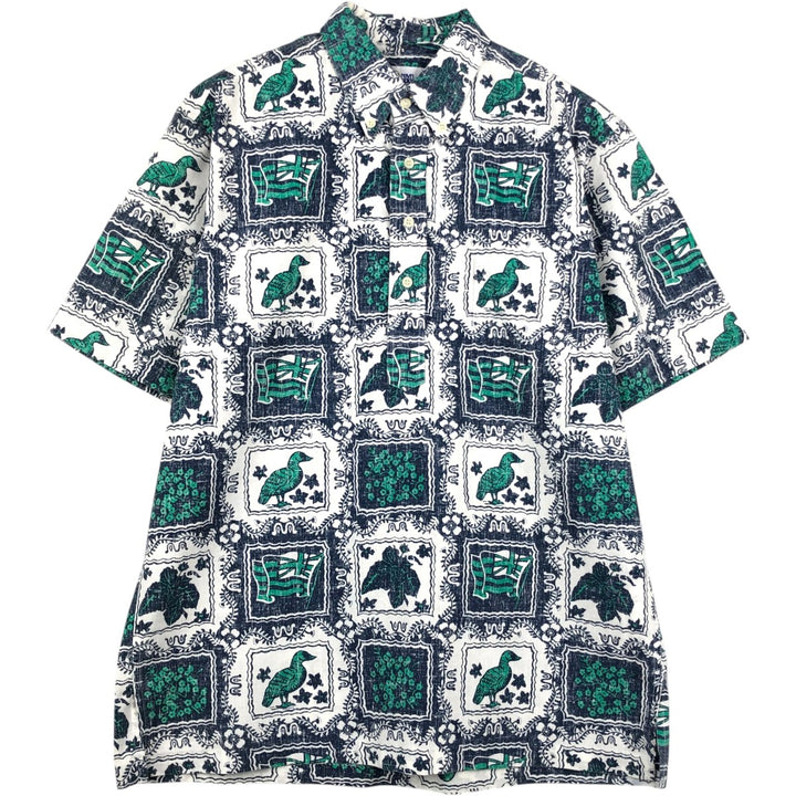 90'S Reyn Spooner swimwear tag, all-over print, Lahaina sailor pullover button-down Aloha shirt, men's size M equivalent. cotton white type Vintage Second Hand